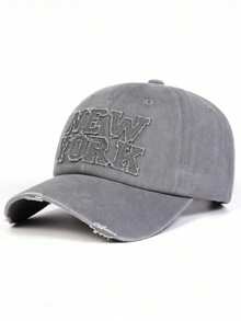 1 Stück NEW YORK aufgenähtes Etikett Baseball Kappe, gewaschener Stil Hut für Herren und Damen, modischer Retro Sonnenhut, verstellbarer Outdoor Sonnenschutz, Y2K Stil abgenutzt gebogener Schirm Hut, Sommer, Strand - Verschiedenfarbig - Übersicht 12