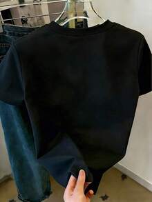 Camiseta de mujer de cuello redondo con estampado de letra para el verano, informal, de manga corta, con gráficos "Yeshua EL MISMO HOY, MAÑANA Y POR SIEMPRE" - Negro - Ver 2