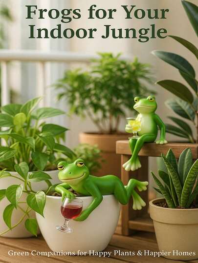 1 Piece 3 Pcs Set Funny Drinking Frog Figurine Statue Pot Sitter, Creative Whimsical Garden Patio Pool Bath Desk Decor, Novelty Tropical Indoor Outdoor Animal Sculpture Ornament, Perfect Gift For Frog Lovers Housewarming Birthday