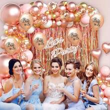 60pcs White & Rose Gold Bride-To-Be Printed Balloon Arch Kit, Includes Rose Gold Foil & Sequin Balloons, Suitable For Bachelorette Party, Bridal Shower, Wedding Party, Bachelor Party, Indoor & Outdoor Party Decorations - Multicolor - View 4