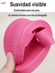 Chanclas de Mujer Cómodas Sandalias Planas Antideslizantes para Casa Playa Verano Suaves con Diseño Ergonómico Tacón Reforzado - Rosa Fucsia - Ver 5