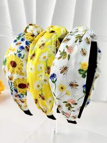 3pcs/Set Women's Fashion Flower Knot Headbands, Versatile Hair Accessories For Spring/Summer Travel Accessories - Multicolor - View 4
