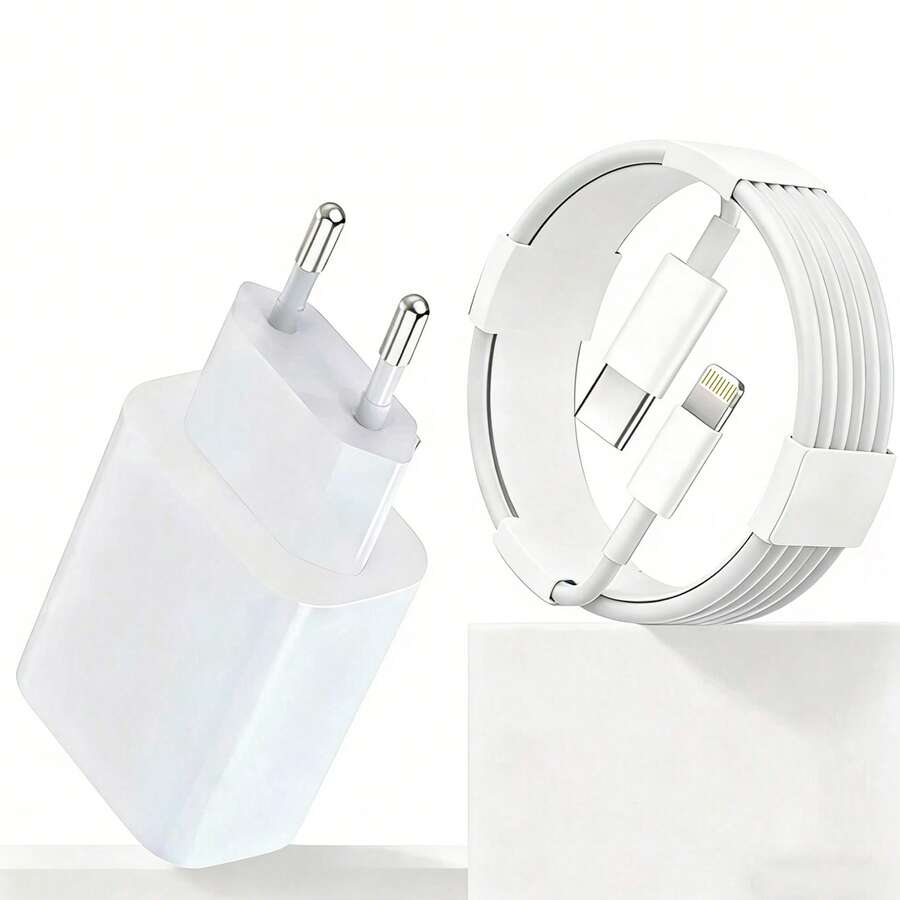 1組 20W USB C 歐規快充適配器 + 2m/6.6FT 充電數據線,相容 iPhone 14/13/12/11、iPods,充電適配器套裝 - 查看 1