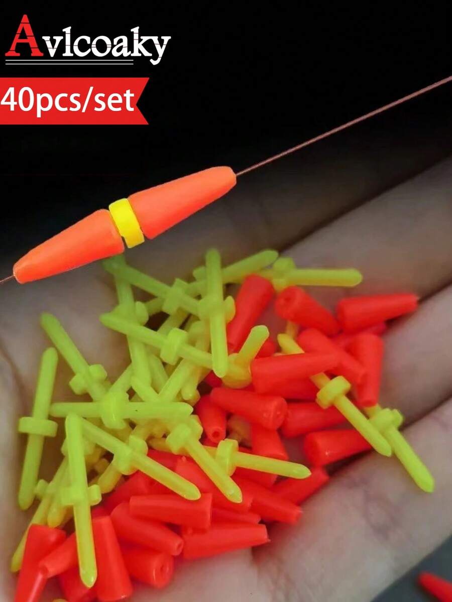 Avlcoaky 40 cái/hộp Nút chặn phao câu cá, Nút chặn phao cần câu, Dụng cụ câu cá, Phụ kiện nút chặn phao câu cá - Nhiều màu - Xem 1