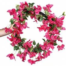 1pc 5.9ft Artificial Bougainvillea Wreath, Faux Silk Bougainvillea Vine, Long Stem Fake Bougainvillea Wreath, Suitable For Dining Table Decor, Table Runner, Wedding Arch, Wall Decoration - Rose - View 5