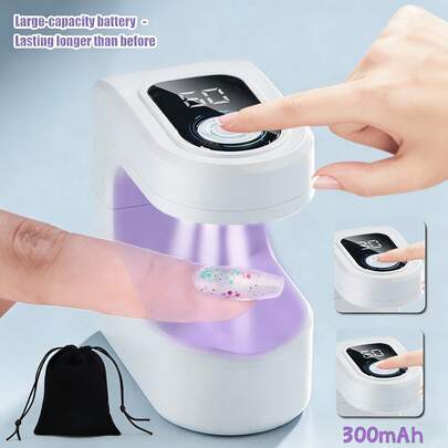 2pcs (1 Nail Lamp + 1 Bag), Mini Nail Lamp With Bag, Rechargeable Mini LED Nail Lamp, UV LED Nail Lamp For Manicure With Digital Display And USB Charging, Fast Drying Nail LED Machine, Nail Polish Gel Nail Dryer Lamp, Manicure Tool, Rechargeable Salon Equipment For Home And Salon Use, Suitable For Hardening Nails