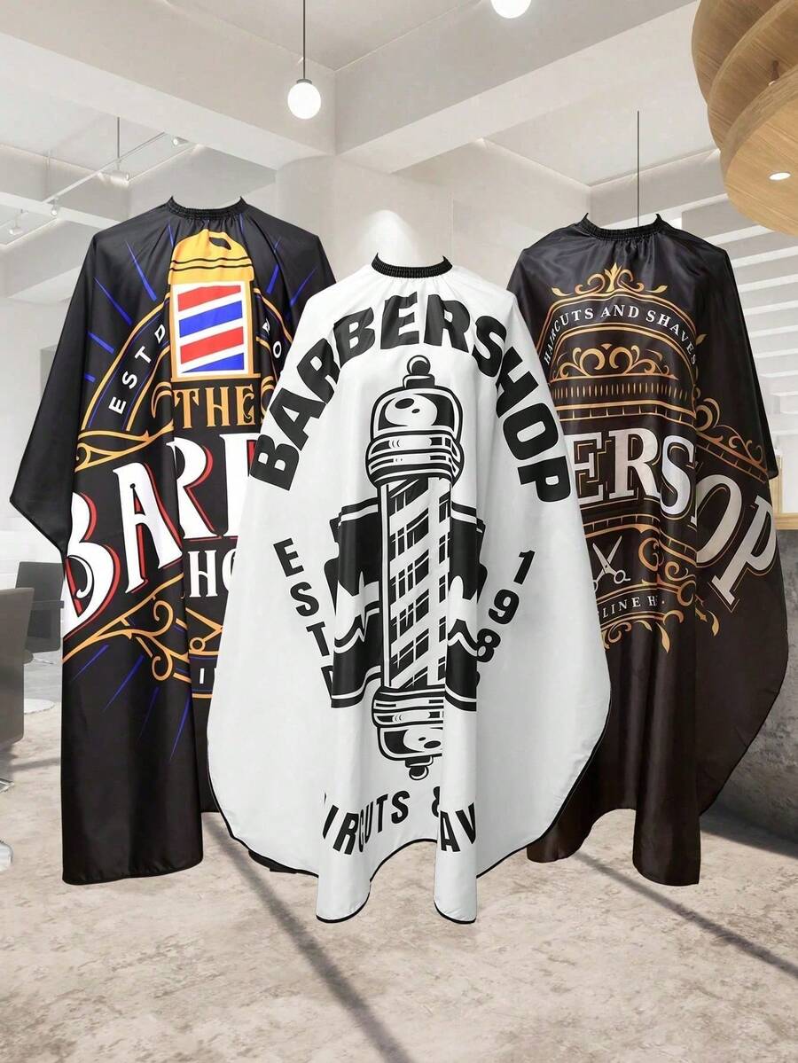 1件160-140厘米金色印花美发袍，沙龙专用不粘理发披肩，耐用美发师围裙 - 彩色 - 查看 1