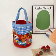 1pc Cute Cartoon Color-Blocking Handbag, Adorable Large Capacity Commuter Tote Bag, Soft And Healing Style! Foldable Portable Shopping Bag, Versatile Cute And Durable Tote Bag - Multiple Styles - View 29