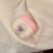 Ốp tai nghe hình gấu Koala chấm bi tối giản, tương thích với Pro 3, New Pro 2, Apple 4, ốp tai nghe cá nhân hóa tối giản dành cho nữ. - Hồng - Xem 5