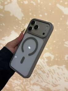 Magnetic Luxury Transparent Acrylic Magnetic Shockproof Phone Case, Minimalist Summer Outdoor Soft TPU Back Cover With Large Holes, Compatible With IPhone 17 Pro Max, 16 Pro Max, 15 Pro Max, 14, 13, 15, 16, 17 And S26 Ultra, S25 Ultra, S24 Ultra, S25 FE, S24 FE, S23 FE, S24, S25, S23, S22 Plus, Supports Wireless Charging - Grey - View 5