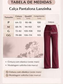 Women's Wide-Leg Winter Pants, Lanzinha Brand, Winter Fashion 2026, Copa Brasil. - 葡萄酒 1v - 查看 4