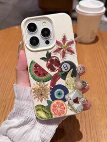 One TPU Softphone Case With Evil Eye Pattern Design, Featuring Watermelon, Fish, And Sun Patterns, Compatible Phone 17/17 Pro Max/Air/17 Pro/16e/16 Pro Max/16/15/12 Pro Max/13/13/13 Pro Max/14/15/17/16 Pro/11 Pro Max/12, Personalized Fashion Protective Cover - Multicolor - View 5
