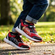 Disney Cars Sneakers Boys - Two Red Lights Flashing Athletic High-Traction Fast (Toddler Sizes 7-10/Little Kid Sizes 11-12) - Red - View 8