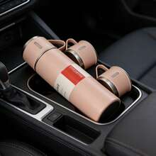 12-Hour Hot And Cold Long-Lasting Thermal Vacuum Bottle Set, 500ml Stainless Steel Insulated Cup, One Cup With Three Lids Design, Leak-Proof Travel Coffee Cup With Handle, Reusable Hiking, Picnic, And Commuting Water Bottle, Perfect Holiday Gift, Party Souvenir - 藍色 - 查看 1