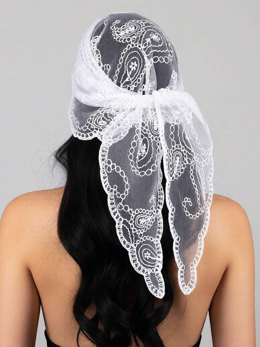 1 pieza Nuevo pañuelo triangular de seda decorativo y versátil con bordado de anacardo retro de moda para mujeres, adecuado para todas las estaciones