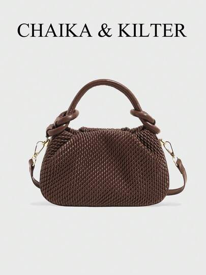 Túi xách CHAIKA & KILTER 1 chiếc bằng da PU màu trơn, túi đeo vai thời trang nữ kiểu dáng xếp ly toàn thân, dây đeo vai có thể tháo rời và điều chỉnh, phù hợp cho việc mua sắm và đi chơi hàng ngày.