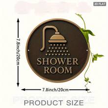 Biểu tượng vòi sen phẳng 2D, 1 chiếc - Hình tròn bằng sắt trang trí tường 7.8x7.8 inch, in chất lượng cao, chống thấm nước và chống ẩm, thích hợp cho nhà cửa, vòng hoa, trang trí phòng tắm và phụ kiện, phẳng 2D *(Vị trí lỗ ngẫu nhiên) - A - Xem 3