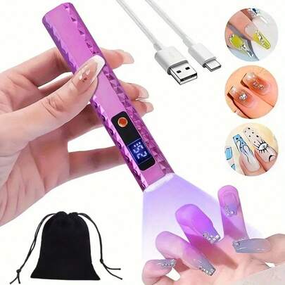 1pc Rechargeable Portable LED Nail Lamp, High Brightness Single Bead Equivalent To 5 Bulbs, Concentrated Strong Light Fast Curing, 20s/60s Dual Timer Switch, Super Fast Drying Gel Nail Lamp, Compact Ultra-Bright Nail Dryer, Long-Lasting Battery, Suitable For Home Manicure, Salon, Travel, DIY Nail Art, Ideal For Nail Beginners, DIY Enthusiasts, Professional Nail Artists, Christmas, Valentine's Day, Mother's Day Gift