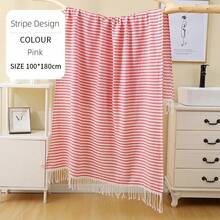 100x200cm Blue Stripes Tassel Turkish Beach Towel Extra Large Thickened Absorbent Fitness Fringed Bath Towel For Outdoor Use - Blue - View 10
