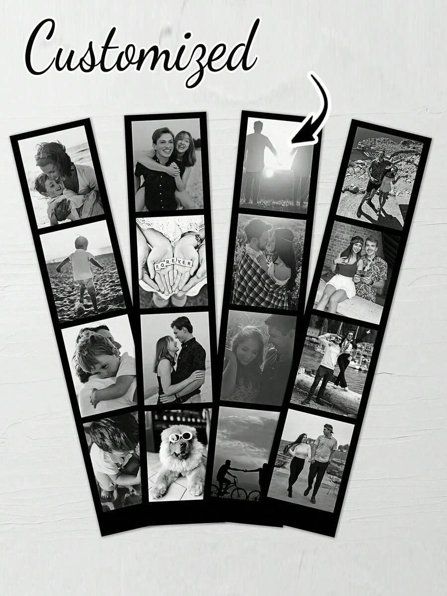 Custom Photo Film Strip, 1pc Personalised Photo Gift With 4 Images, Retro Style Print, Wedding Keepsake, Film Photography Gift, Custom Photo Bookmark,Personalized Customized Photo Strips,Wedding Photo Booth Cover,Movie Frame Save The Card,Editable Template,Personalized Gift,Custom Gift For Birthday,Valentine's Day Gift,