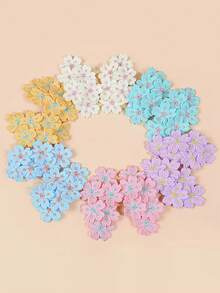 5 piezas/1 pieza Pasadores de pelo con flores bordadas, accesorios de pelo florales simples y prácticos para niñas - Multicolor - Ver 6