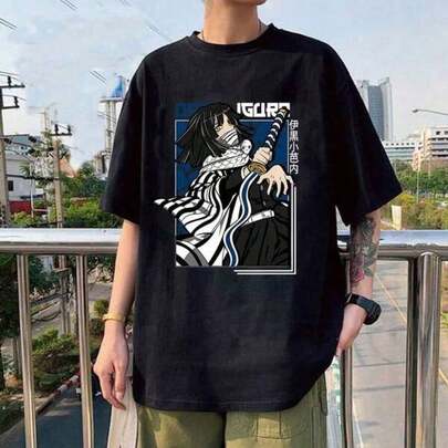 Graphic Tees New Anime Iguro Obanai Print-Shirt Women Men Fashion Shirt Soft Top Unisex Tee Clothing Casual O-Neck Short Sleeve Casual Summer-Shirt,Comfortable Outdoor Casual Wear
