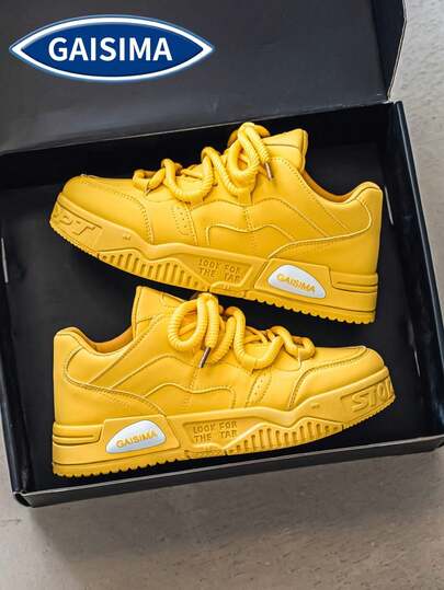 Men's New Versatile Niche Original High-Top Casual Sneakers, Thick Sole Anti-Slip Sports Shoes, Solid Color Casual Sneakers