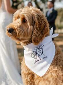1pc Customized Pet Embroidered Bandana, Personalized Name Pet Bandana, Multifunctional Headband Face Mask Scarf, Unique Personalized Gift, Party Favor, Anniversary Gift - White - View 5