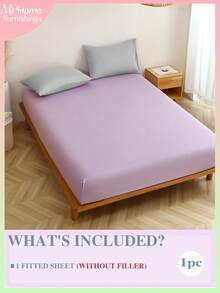 1 pieza Sábana ajustada suave de lavanda, ropa de cama, protector de colchón, cubierta de cama, textil para el hogar cómodo y suave, colchoneta antipelusas, amigable con la piel, disponible en varios colores para niños, niñas, dormitorios estudiantiles, decoración del hogar minimalista y elegante, ropa de cama suave y cómoda para el dormitorio, funda de colchón de moda, protector de colchón completo, lavable a máquina - Púrpura malva - Ver 1