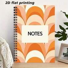 1pc A5 Size Retro Wavy Spiral Notebook, Minimalist Fashionable Cover With "NOTES" Centered, Freely Record Inspirations And Thoughts, Decorate Your Writing Time, Comfortable Note-Taking Experience - X - View 4