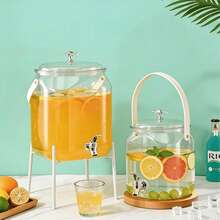 6个带水龙头的冷水饮水瓶，饮料瓶，柠檬水/水果茶瓶，果汁罐，浸泡瓶 - 彩色 - 查看 1