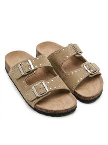 Women Flat Sandals - Khaki - View 2