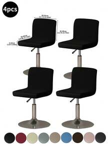 1pc Waterproof Full Coverage Office Chair Cover For Swivel Barstool, High Elasticity Dustproof Cat Scratch Resistant Universal Short Back Chair Cover, Suitable For Home, Bar, Office, Black - Black - View 13