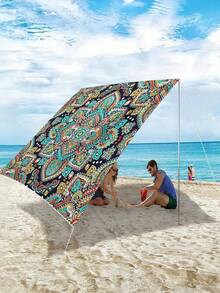 1 tấm bạt che nắng họa tiết Mandala, mái che ngoài trời chống thấm nước, vải che nắng chống tia UV, thích hợp cho sân, sân sau, vườn, hiên nhà, bãi cỏ, trang trí tiệc, kèm dây buộc (không bao gồm cột). - C - Xem 4