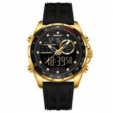 SANDA. SANDA Men's Casual Sports Dual Display Electronic Watch, Featuring Non-Detachable Silicone Strap, Dual Display Dial Design - Silver - View 11