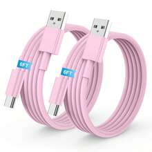2pcs 6ft USB A To USB-C Charging Cable, Universal Premium Durable Tangle-Free Fast Charging And Data Sync Cable, Compatible With Samsung Galaxy S26 S24 S23 S22 S21 S20, A Series, Note Series, CarPlay, Pro Air, Android Phones, Essential Car Accessory For Summer Travel - Pink - View 7