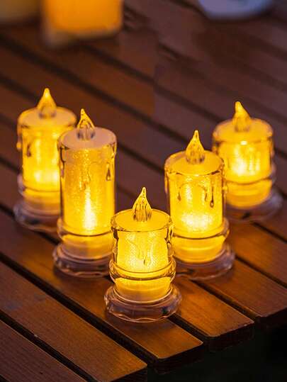 1/3pcs Battery Operated Electronic Candle Lights, Flameless Candle Lamps For Indoor Decoration, Suitable For Wedding, Party, Holiday, Room, Bedroom, Dining Table, Outdoor Camping Decor