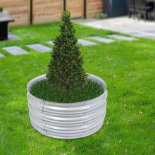 Fioriera rotonda in acciaio zincato, 23,62 x 11,02 cm, vaso in metallo autoportante con spessore di 0,6 mm, fioriera modulare in metallo ondulato per ortaggi, erbe aromatiche, fiori, alberi, patio, giardino, cortile, stile moderno - Visualizzare 5