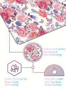 Keyboard Mouse Pad Set, Large Game Mouse Pad And Keyboard Wrist Rest And Mouse Pad With Wrist Rest, Peony Ergonomic Non-Slip Mouse Pad, Suitable For Home Office (Pink) - View 7