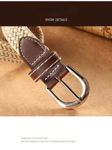 1 chiếc thắt lưng thun dệt dành cho nam, nhiều màu sắc để lựa chọn, thiết kế không khóa, thời trang thường ngày phù hợp cho chơi golf và trang phục hàng ngày. - Màu be - Xem 2