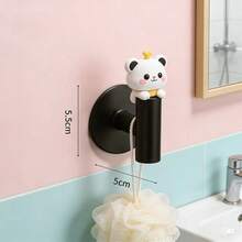 1pc Self-Adhesive Hook, Bathrobe & Towel Rack, Wall Mounted Clothes Hanger, Rust-Resistant 304 Stainless Steel Shower Hook, Suitable For Bathroom Accessories And Kitchen Storage - Black - View 1