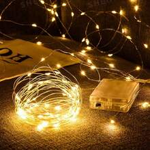 1pc Fairy Lights, LED Copper Wire Lights, 10/20/30/50/100 LEDs, 1m/2m/3m/5m/10m, Battery Powered (Batteries Not Included), Suitable For Bedroom, Garden, Party, Wedding, Room Decor, Wedding Decor, Christmas Decor, Fairy Tale Lights, Yard Tree, Christmas, Wedding Party Decor - Multicolor - View 5