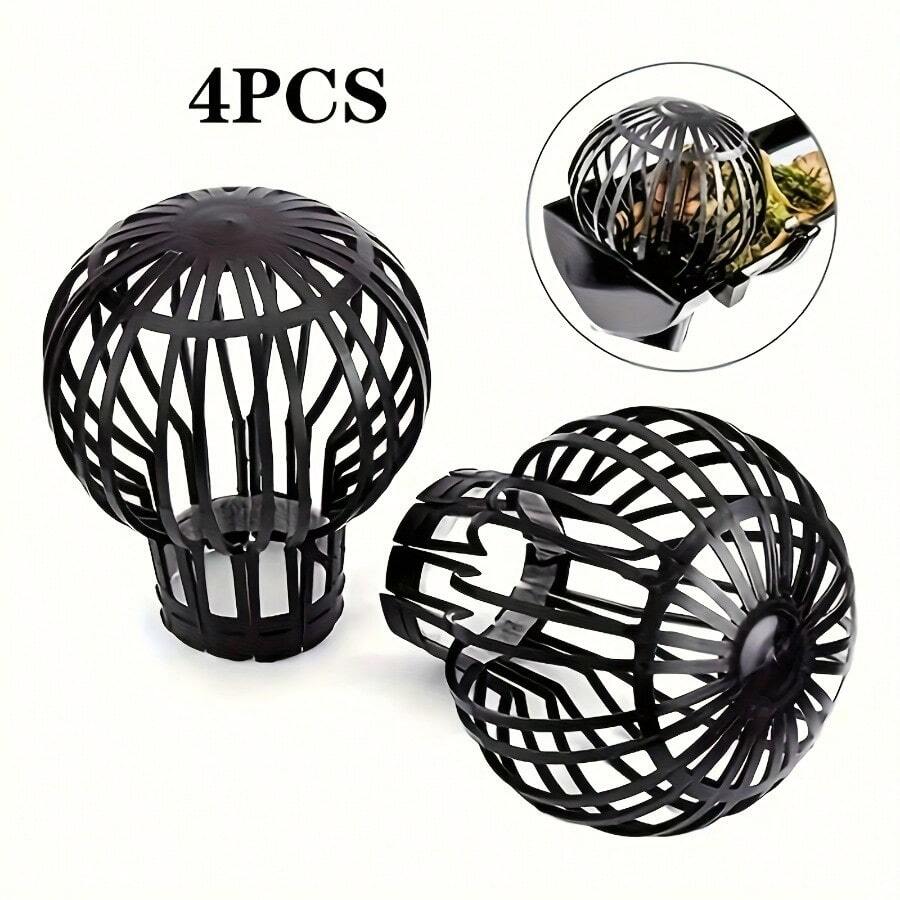 4pcs Drain Clogging Protection Device - Protective Net For Roof And Outdoor Drains, Comes With Filter Cover To Intercept Debris And Dirt, Made Of Durable Plastic, Designed To Prevent Leaves From Clogging Drain Outlets - A - View 1