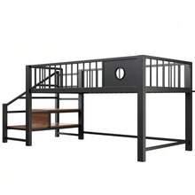 Low Loft Bed For Children (90 X 200 Cm), With Storage Ladder, Sturdy Metal Frame, Suitable For Children And Teenagers, Pink - 黑色 - 查看 6