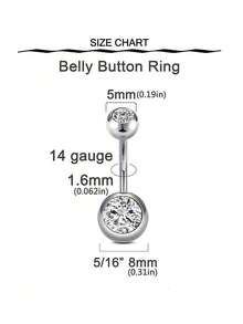 6 piezas Kit de perforación del ombligo, incluye aguja de cánula y anillos de ombligo de circonita cúbica de 14G - Multicolor - Ver 4