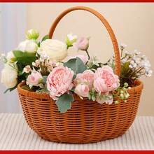 Giỏ đựng trứng/rau củ kiểu đan mây, giỏ dã ngoại ngoài trời kiểu đồng quê. - màu nâu - Xem 5