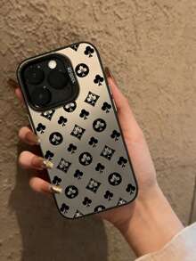 1pc Poker Pattern Retro Phone Case, Compatible With IPhone 17 Pro, 16, 15, 14 Pro, 13, 12 Pro Max, 13, 14 Pro Max, Best Gift For Friends And Family - Black - View 3