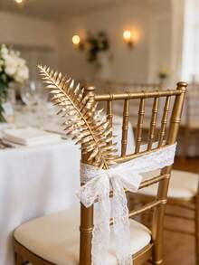 6pcs Gold Glitter Artificial Plants, Realistic Gold Fern Leaves Fake Plants, Suitable For Floral Arrangement, Mother's Day Gift, Mother's Day Decor, Wedding Decor, Home Decor, Room Decor, Wall Decor, Gold Room Decor And Room Accessories. Fake Plants Centerpiece Decor For Dining Table, Wedding Centerpiece - Gold - View 5