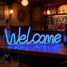 1pc LED Letter "Welcome" Neon Light Wall Decor, Battery/USB Powered Ambient Light For Bar, Shop, Bedroom, Living Room, Romantic, Party Decoration - Welcome Neon Sign - View 10