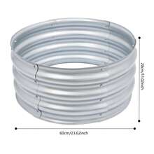Fioriera rotonda in acciaio zincato, 23,62 x 11,02 cm, vaso in metallo autoportante con spessore di 0,6 mm, fioriera modulare in metallo ondulato per ortaggi, erbe aromatiche, fiori, alberi, patio, giardino, cortile, stile moderno - Visualizzare 8
